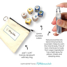 Load image into Gallery viewer, Bedtime &amp; Imagination Story Cubes &amp; Calming Essential Oil Pillow &amp; Room Spray
