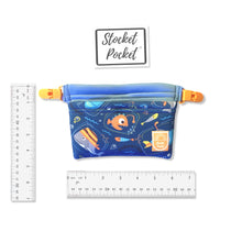 Load image into Gallery viewer, Clip on waist bag with essentials for kids, toddlers and children | Blue Deep Sea Stocket Pocket
