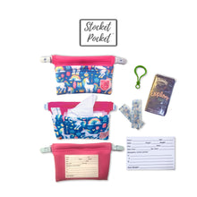 Load image into Gallery viewer, Clip on waist bag with essentials and toys for kids, toddlers and children | Pink Unicorn Stocket Pocket