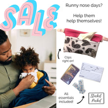 Load image into Gallery viewer, Clip on waist bag filled w/ essentials & toys for kids, toddlers and children | Pink Marker Hearts Stocket Pocket