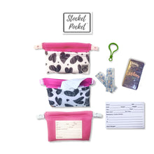 Load image into Gallery viewer, Clip on waist bag filled w/ essentials & toys for kids, toddlers and children | Pink Marker Hearts Stocket Pocket