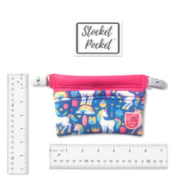 Load image into Gallery viewer, Clip on waist bag with essentials and toys for kids, toddlers and children | Pink Unicorn Stocket Pocket
