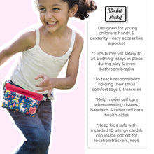 Load image into Gallery viewer, Clip on waist bag with essentials and toys for kids, toddlers and children | Pink Unicorn Stocket Pocket