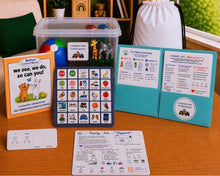 Load image into Gallery viewer, Hide Away Helper™ Play Therapy System Kit +
Children-styled Parent Play Book.
Purposeful Play System And Activities for
Communication, Language Development, Early Learning &amp; Social Connection | 60
Reusable Activities | Picture Communication Choice Board
